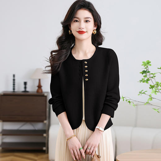 CC-MH-2510小个子短款外套女士2025年春秋装新款洋气质圆领针织毛衣开衫外搭 商品图0