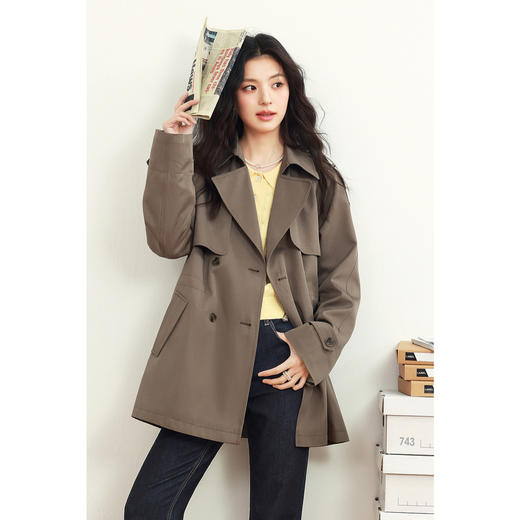 【严选】诗凡黎英伦风高级感中长款风衣2025年春新款显瘦休闲美拉德外套7G1260051 商品图3