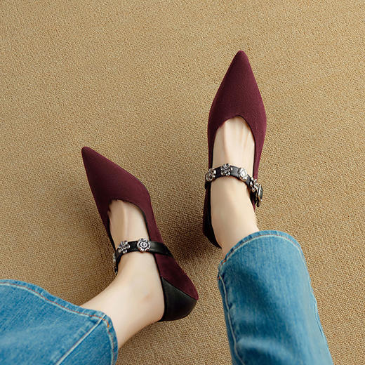 【预售5天】法式气质小香风单鞋春秋新款一字带玛丽珍百搭女鞋DB&M6132 商品图0