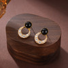 子佩集S925银【月瑶】耳钉纯银【AJ01589】原创2镀金黑玛瑙2501 商品缩略图1