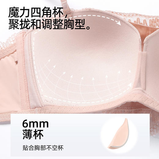 熳洁儿 小胸聚拢两穿抹胸防走光性感蕾丝薄款无钢圈内衣女可拆肩带交叉美背21251556 商品图3