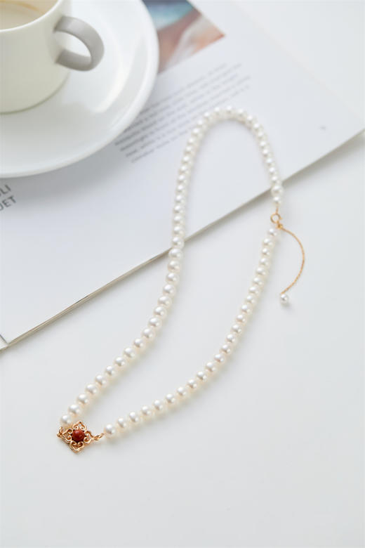 万事如意 四叶草（南红）珍珠项链 商品图2