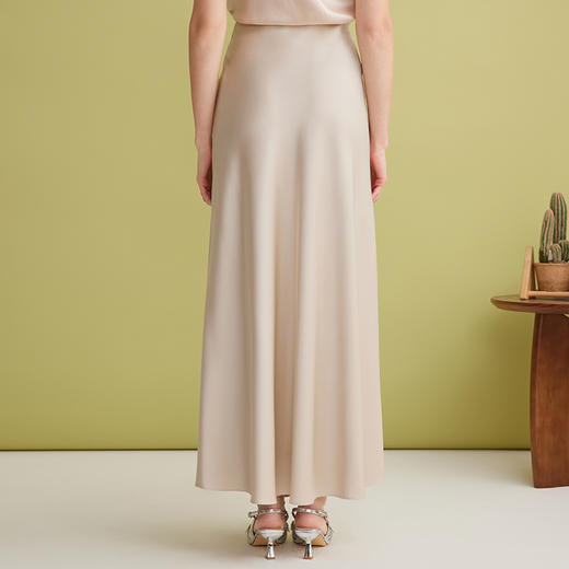 EITIE爱特爱长款及踝垂坠缎面高腰显瘦高级感百搭纯色半身裙2025春季新款A2506513 商品图8