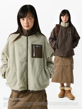 CryingCenter 双面穿摇粒绒拼接风衣夹克 哭喊中心