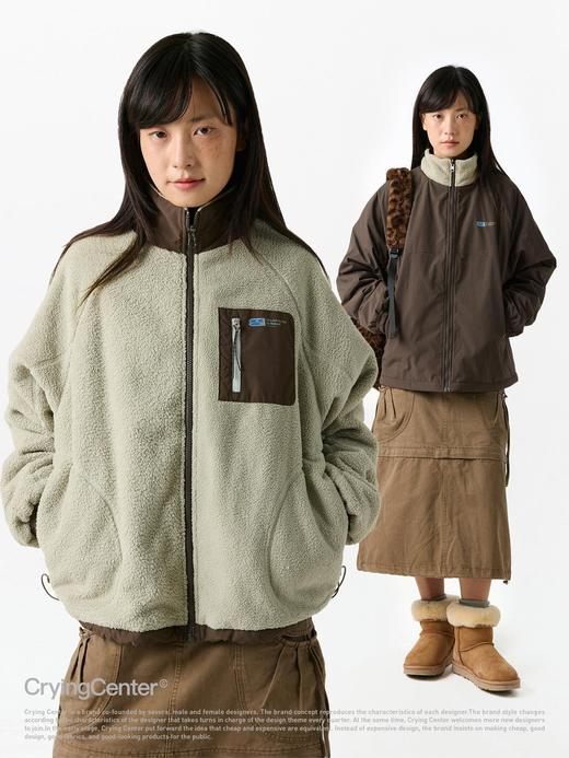 CryingCenter 双面穿摇粒绒拼接风衣夹克 哭喊中心 商品图0