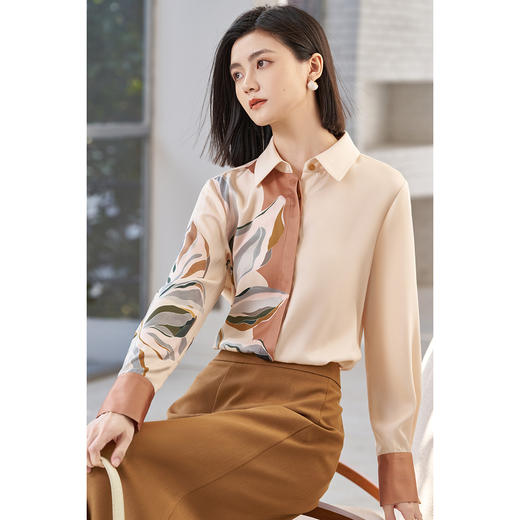 【通勤衬衫】2026春季时尚职业OL印花翻领百搭衬衣5085 商品图5