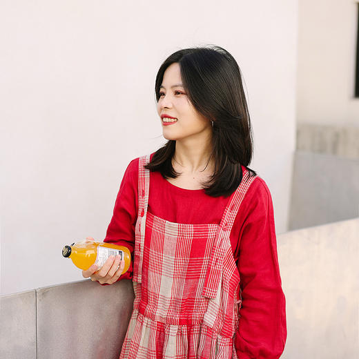 绽放旅行女装151朵/色织亚麻红格子可调节扣通道系带百搭背带裙 商品图2