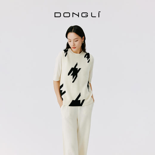 东黎 • 山羊绒女士秋冬千鸟格圆领马甲 4738 商品图1