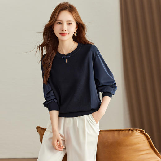 雀说拼接针织衫新款时尚宽松AL9067 商品图5