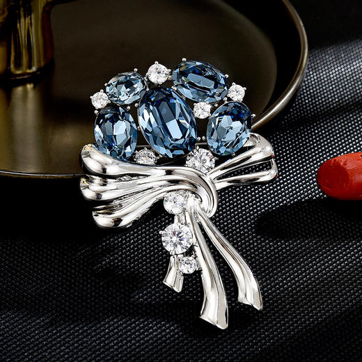 雀说优雅之选奢华高档精致西装配饰新款水晶胸花别针配饰AL2896 商品图0