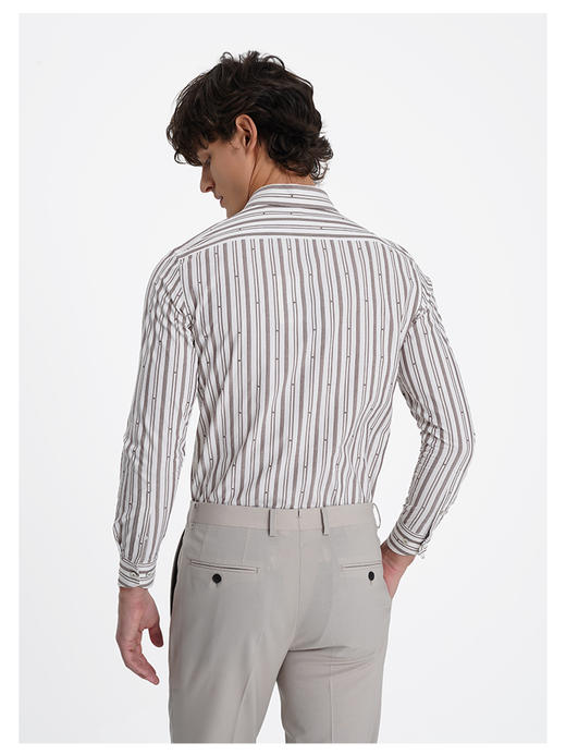 callisto松弛系列米色条纹亲肤棉衬衫 商品图4