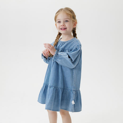 马克珍妮女童复古文艺牛仔连衣裙 儿童裙子2025年春装新款250205 商品图1
