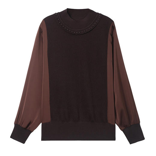 CC-89-528半高领长袖t恤女2025年宽松小衫薄款春装洋气宽松上衣针织衫 商品图4