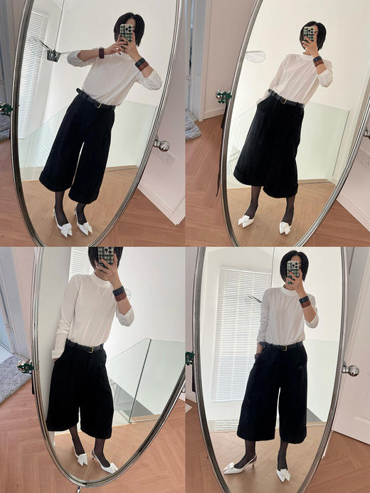 HIDEMI 进口羊毛卷边设计感加厚款宽松阔腿七分裤靴裤 商品图1