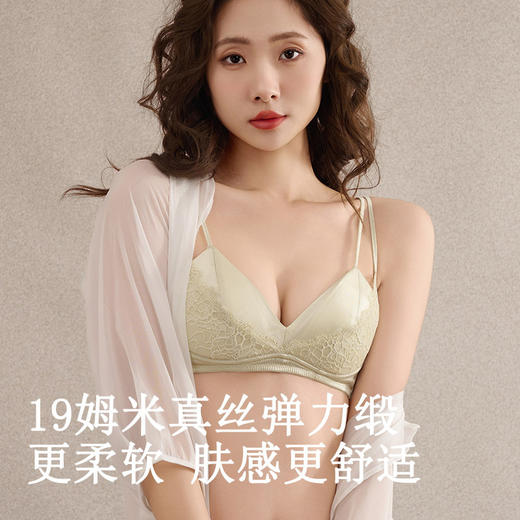 TG-TG02S245真丝超薄三角杯内衣 桑蚕丝性感蕾丝无钢圈双罩杯文胸 商品图0