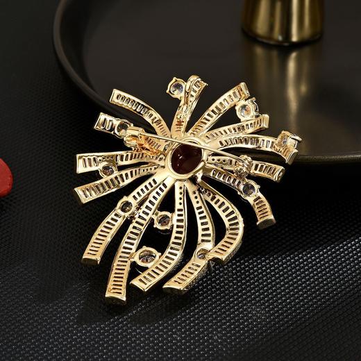 雀说高档精致金色烟花胸针轻奢镶钻锆石百搭大衣胸花别针配饰AL0038 商品图3