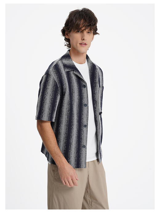 callisto山海系列藏青条纹棉混纺外套 商品图3