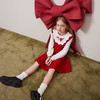 mettekids儿童100%羊毛连衣裙秋冬女童绣花国风毛衣红色针织裙子 商品缩略图4