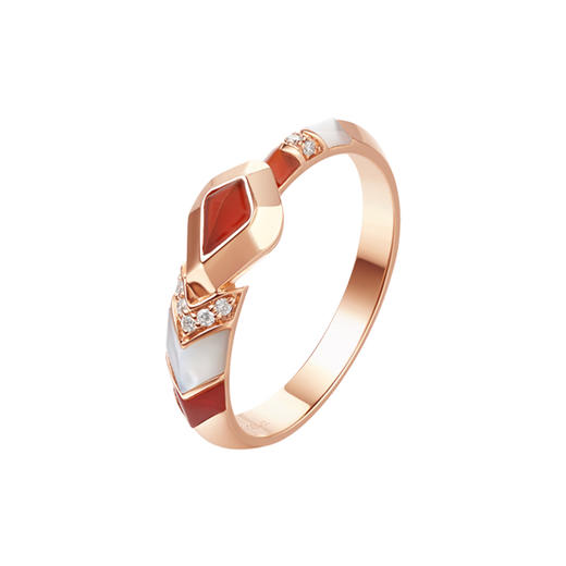 ［东方有境］18K金钻石玉髓贝壳戒指 #蛇年新品#盘福 商品图0