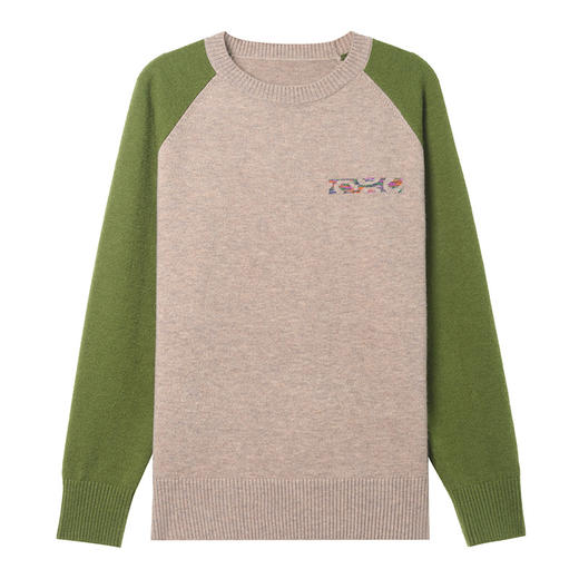 CC-101-96122小个子圆领春秋季2025新款拼色洋气宽松显瘦遮肉针织上衣 商品图4