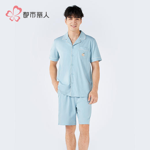 都市丽人男士无尘棉短袖套装薄凉感无尘棉亲情蜜语短袖类FHH0A7 商品图2