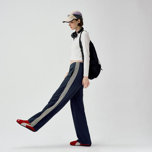 714street复古运动肌理感织带卫裤男2025春季新款质感直筒休闲裤 商品图3