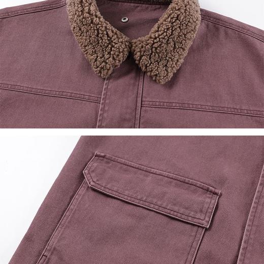 CryingCenter 烟紫色洗水工装毛领夹克马甲两件套 哭喊中心 商品图2