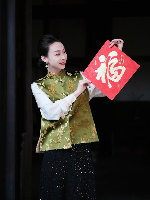 盛唐牡丹| 樱花纹漳缎对襟马甲 商品图3