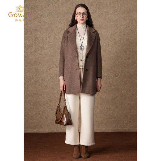【牦牛绒】乔万尼大衣女秋冬新款高级感小个子中长款呢外套EF4A156 商品图2