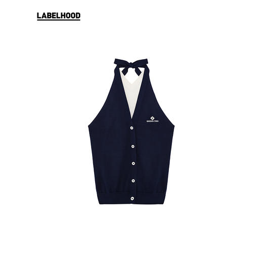 【SHUSHUTONG】蕾虎时尚拼色挂脖针织上衣2025春夏新款女装上衣 商品图2