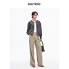 SELFWHO暗格纹灰色夹克半身裙女2025春新款宽松拉链外套裙子套装 商品缩略图4