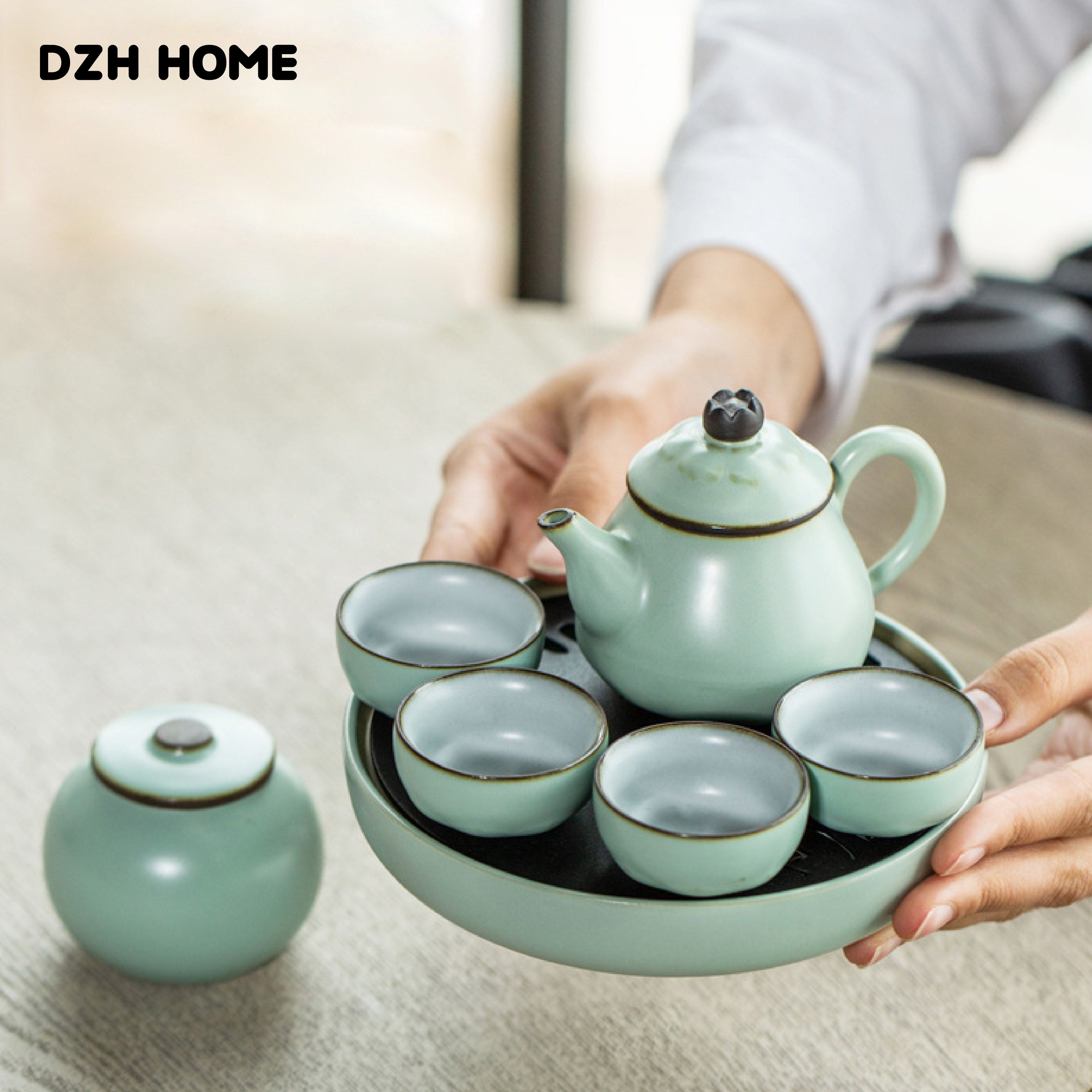 YELINE 耶里尼 豆青汝窖 茶具旅行套装