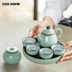 积分兑换 | 耶里尼 豆青汝窖 茶具旅行套装