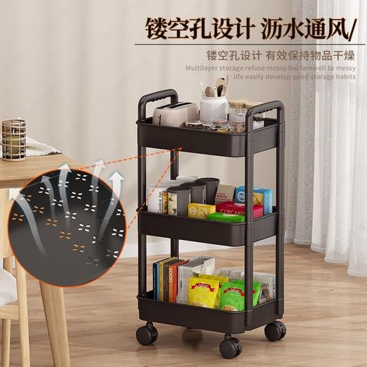 「360°移动旋转！高颜值」小推车置物架落地式居家日用多层婴儿用品卧室床头零食移动厨房收纳整理架 商品图2