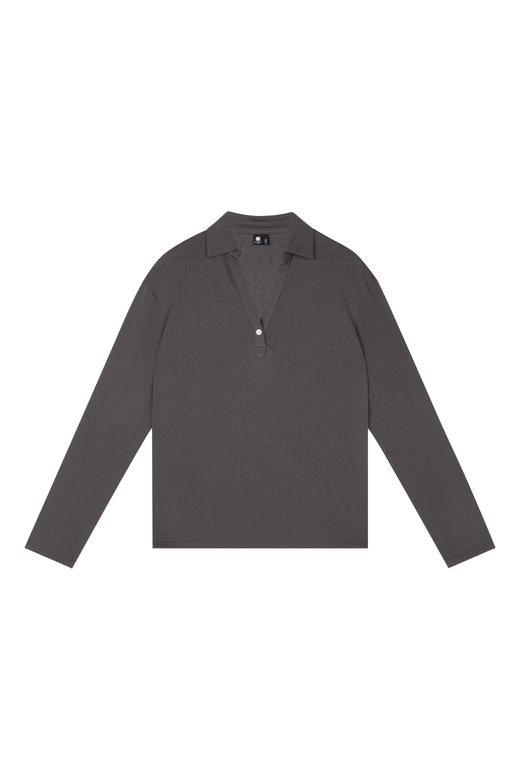 oneup V领翻领宽松长袖Polo 商品图5