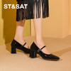 星期六法式一字带气质通勤粗跟玛丽珍SSC1111744 商品缩略图0
