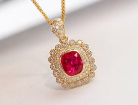 1.1ct刻面红宝石吊坠