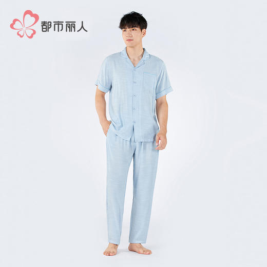 都市丽人男士梭织棉短袖套装薄麻麻纱亲情蜜语短袖类FHH0A2 商品图3