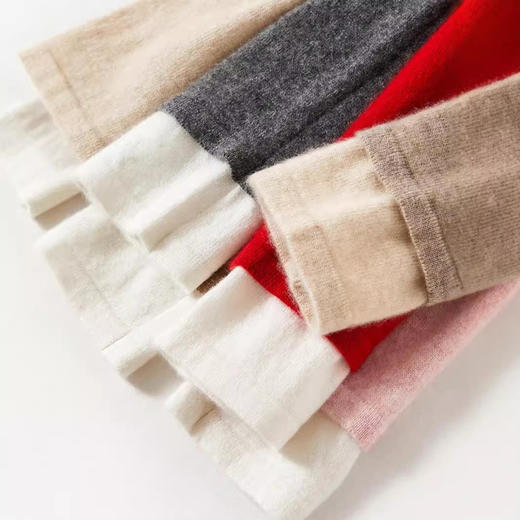 雀说红色羊绒衫女圆领秋冬新年高级内搭打底衫假两件小众气质毛衣AL8981 商品图1