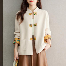 雀说毛呢新中式国风外套女新款时尚洋气外搭上衣AL101
