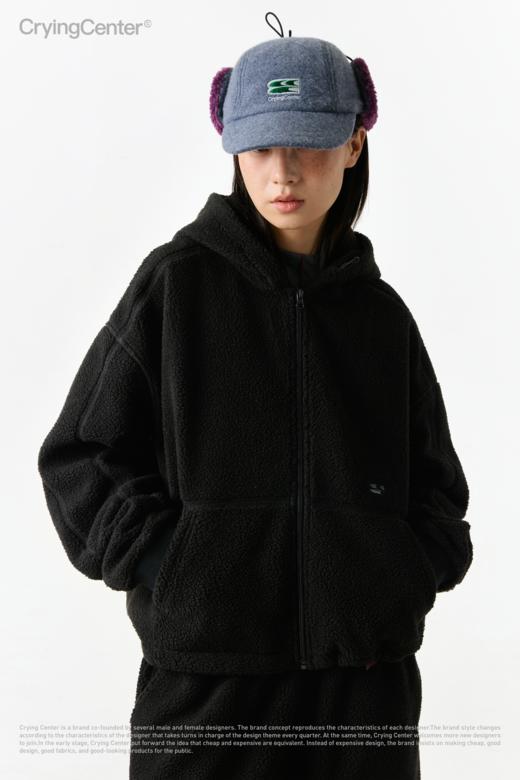 CryingCenter 摇粒绒弯刀袖连帽开衫 哭喊中心 商品图0