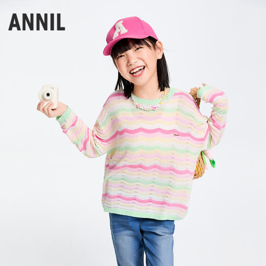 女童圆领长袖针织衫春季新款安奈儿童装实体店同款AG514533 商品图2
