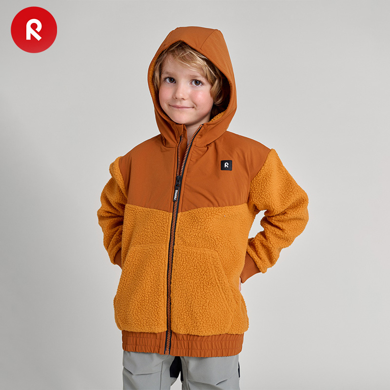 reima男女儿童卫衣大童早秋新款摇粒绒抓绒保暖开衫连帽外套