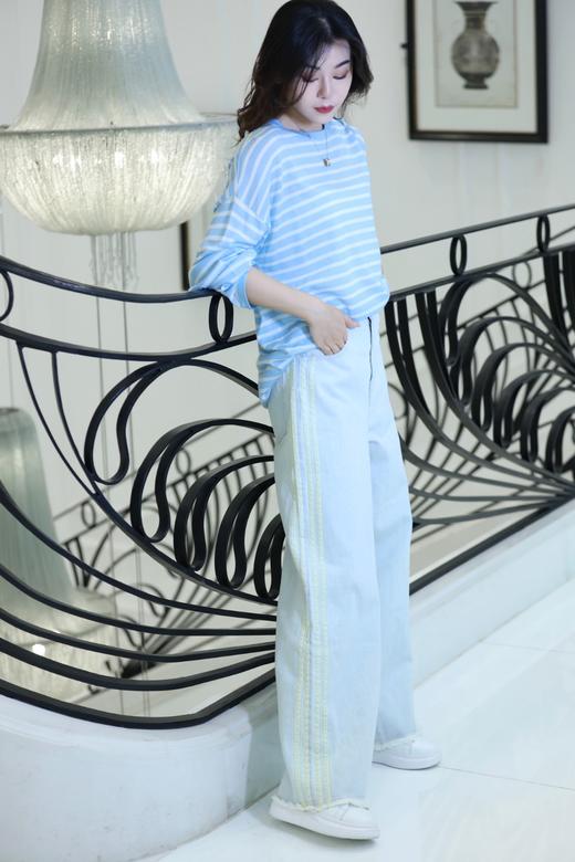 青春减龄 | 羊绒羊毛混纺春款条纹廓形针织衫 均码 商品图4