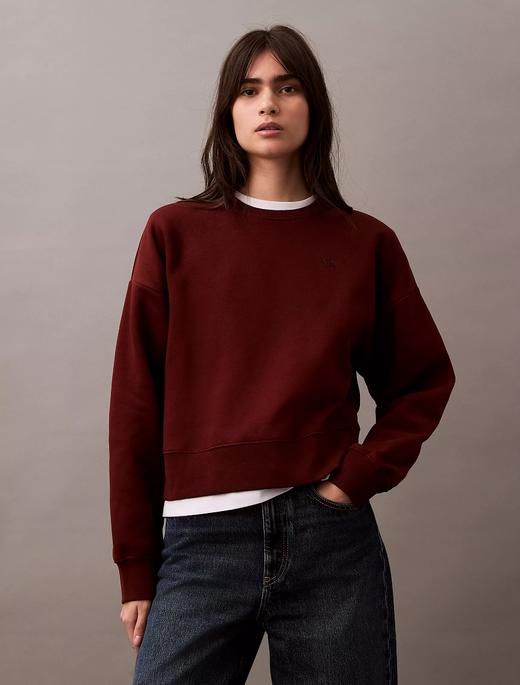 部分断码！CK 刺绣小logo女款经典圆领卫衣 商品图0