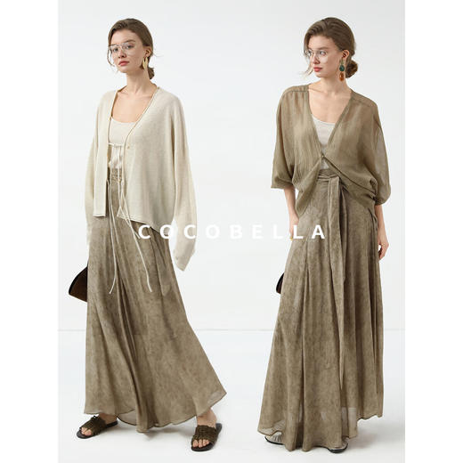 COCOBELLA新国风古法染色半身裙25夏不规则绑带长裙HS3031 商品图3