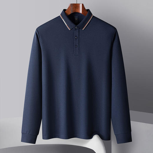 罗蒙男士春秋长袖Polo衫经典翻领百搭舒适商务长袖t恤男通勤Polo上衣 商品图4