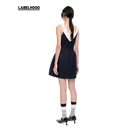 【SHUSHUTONG】蕾虎时尚拼接花边领连衣裙2025春夏新款女装裙子 商品图1