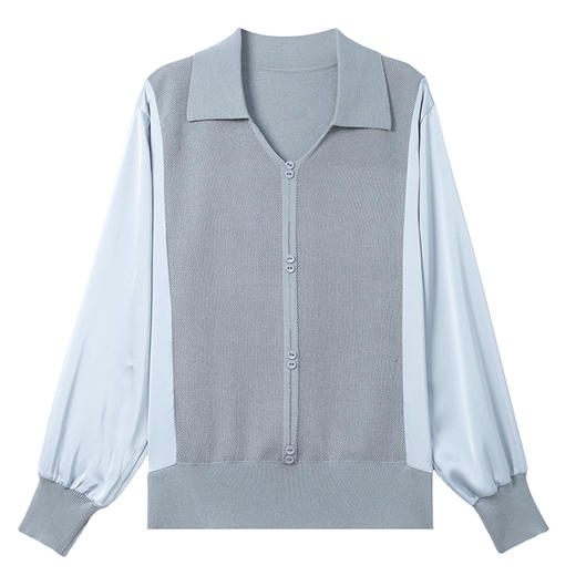 CC-89-522翻领针织衫上衣春装女2025新款冰丝小衫洋气长袖t恤宽松薄款 商品图4