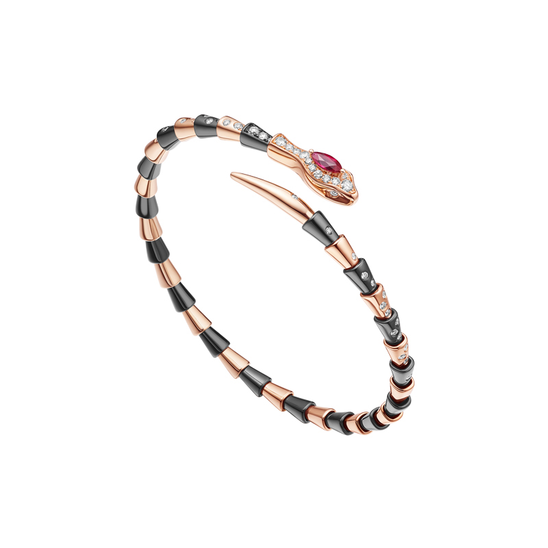 ［东方有境］18K金钻石红宝石手镯 #蛇年新品#盘福
